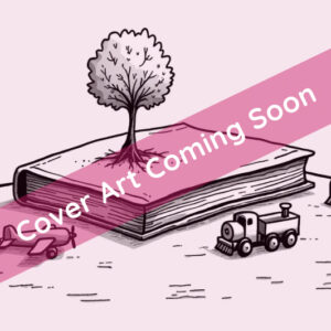 a tree grows from a book on a table with toy vehicles all around